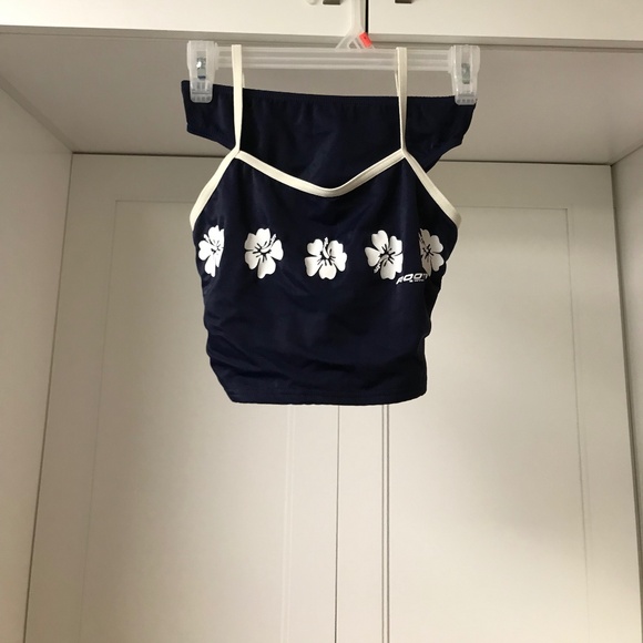 Roots Swim NWT Girls 2 Piece Tankini Swimsuit US 14 Navy  Blue - Picture 1 of 7